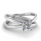 Engagement 925 Silver Princess Style Solitaire 1.76C Diamond Ring CSJ23917
