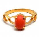 Handcrafted 925 Sterling Silver Coral Eternity Ring Birthday Jewelry CSJ71017