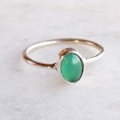 Handcrafted 925 Sterling Silver Women Oval Green Onyx Ring Jewelry CSJUS