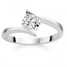 Round Simulated Diamond Sterling Silver Engagement Artisan Fine Ring CSJ2117