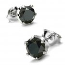 Solitaire 3.25CT Black Simulated Diamond 925 Silver Stud Earring CSJ334