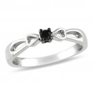 Solitaire Black Simulated Diamond Sterling Silver Birthday Gift Women Ring CSJ27