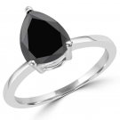 Engagement Black Solitaire 1.85Ct Diamond Silver Wedding Women Ring CSJ23917