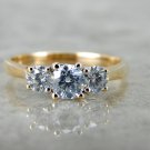 Three Stone Style Solitaire 2.55C Diamond 925 Sterling Silver Wedding Ring