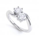 Wedding Two Stone Look VVS1 1.80Ct Diamond 925 Silver Ring Jewelry CSj003