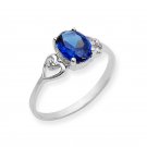 Cute Sterling Silver Engagement Women Gift  Blue Stone Prong Ring Jewelry  CSJUS