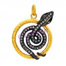 Snake Pave Antique Look Rose Cut Diamond Sterling Silver Fine Pendant CSJ143