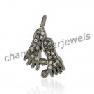 Foot Print !! Vintage/Antique 0.48 Ct Rose Cut Diamond Sterling Silver Pendant