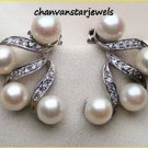 Artisan Vintage Look 0.24Ct Rose Cut Diamond Sterling Silver Pearl Earring CSJ19
