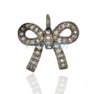 Bow Victorian Style 0.55Ct Rose Cut Diamond Sterling Silver Pave Pendant CSJ1310