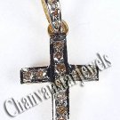 Cross ! Victorian Look Rose Cut Diamond Sterling Silver Pave Pendant CSJ291