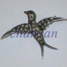 Vintage Inspire Natural Rose Cut Diamond Sterling Silver Bird Pendant & Brooch