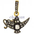 Victorian/Antique 0.48 Ct Rose Cut Diamond Sterling Silver Polky Stylish Pendant