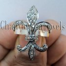 French Symbol Victorian/Antique Inspire Rose Cut Diamond 925 Silver Ring CSJ239