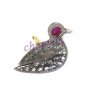 Vintage/Antique Reproduction Rose Cut Diamond 925 Silver Ruby Fine Pendant