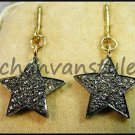 Vintage Antique Look Rose Cut Diamond 925 Silver Star Pave Earring CSJ383