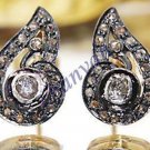 Vintage Style Art Deco Rose Cut/ Polky Diamond 925 Silver Stud Fine Earring CSJ4