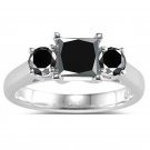 Three Stone Wedding Artisan Black Diamond 925 Silver Engagement Ring CSJ780