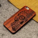 Natural U I Brand New Wood Phone Case For iPhone 5 5S 6 6S 6Plus 7 skull head (iPX)