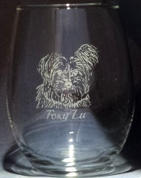 Custom Dog Portrait,dog wine glass,etch glass,carved glass,custom etch glass design