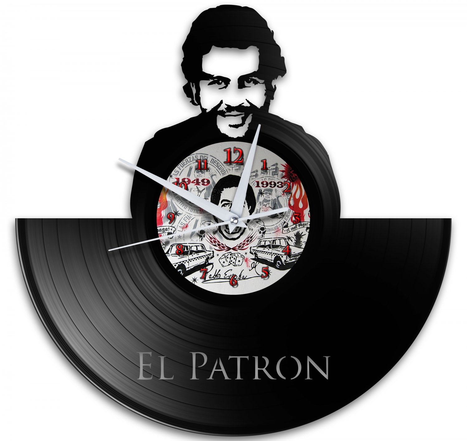 Pablo Escobar Narcos 12Inch Black Vinyl Wall Clock Retro Unique Music