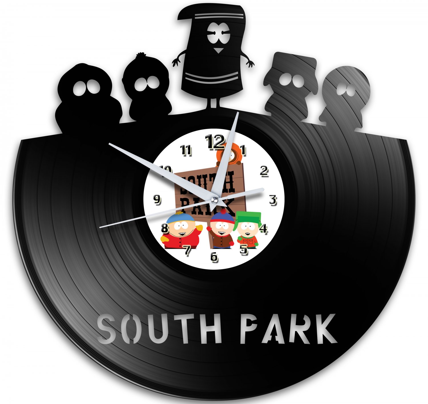 South Park 12Inch Black Vinyl Wall Clock Retro Unique Music Art Gift