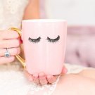 Pink Eyelashes Gold Coffee Mug