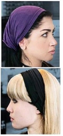 Sue Maesta Hood MADE IN ITALY Stretch Hair Band Light Grey Head Scarf RARE