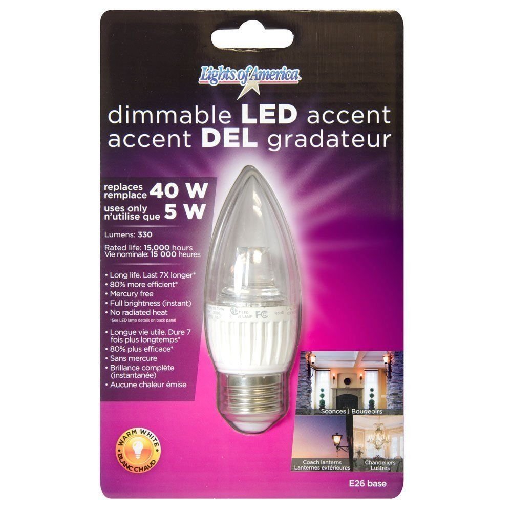 Lights of America 3125dncw36fr LED Torpedo Bulb Warm White Standard