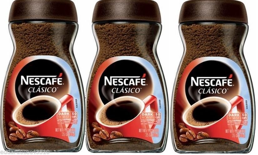 Lot of 3 Nescafe Clasico Instant Coffee Dark Roast 7 Glass ...