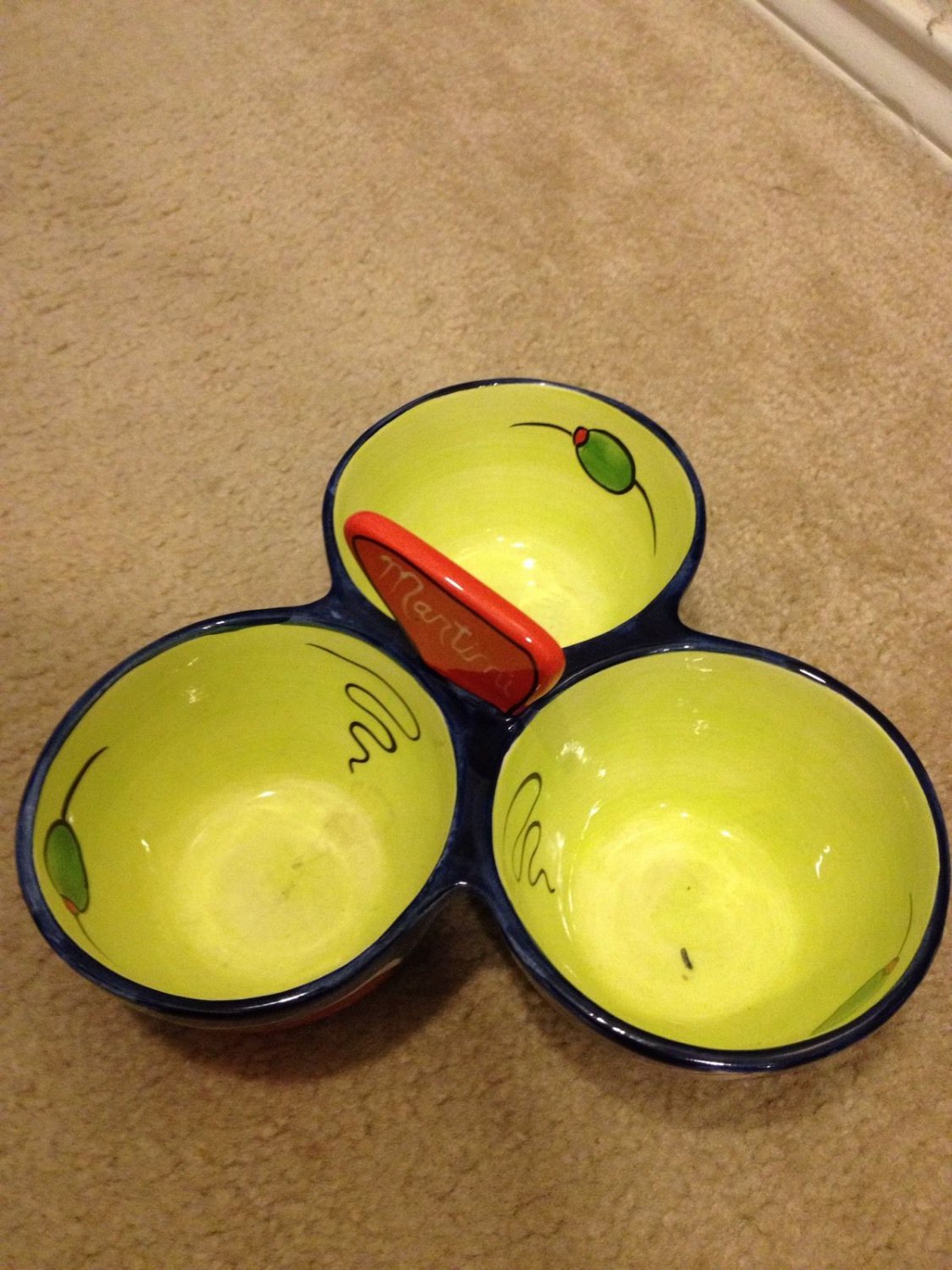 Martini Lounge Olive Condiment Holder Clay Art Unique