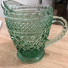 Vintage Green Heavy Cut Glass Creamer