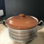 Rare Vintage Weller Small Oval Oven Crock Pot with Cover and Metal Stand/Caddy