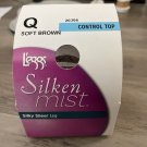 Leggs Silken Mist Control Top Q Soft Brown Sheer Leg Pantyhose #20306