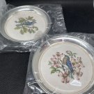 Vintage Sheridan Silver Plated Coasters Porcelain Bird Designs