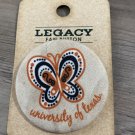 Univ of Texas Button Pin with Butterfly