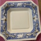 Claire Burke Holiday Collectibles Dish 2001 Blue  Embossed top & underside Holly