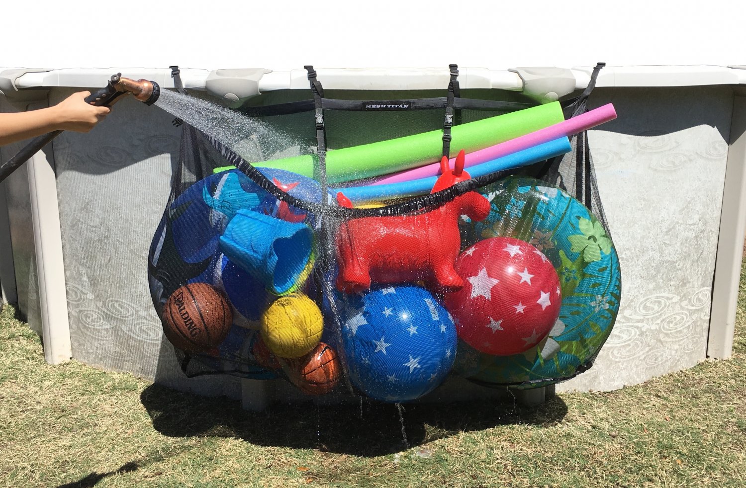 pool toy storage mesh