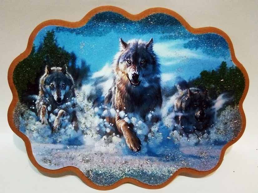 Openwork panel "Running wolves"