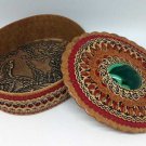 Casket large oval with red center - malachite