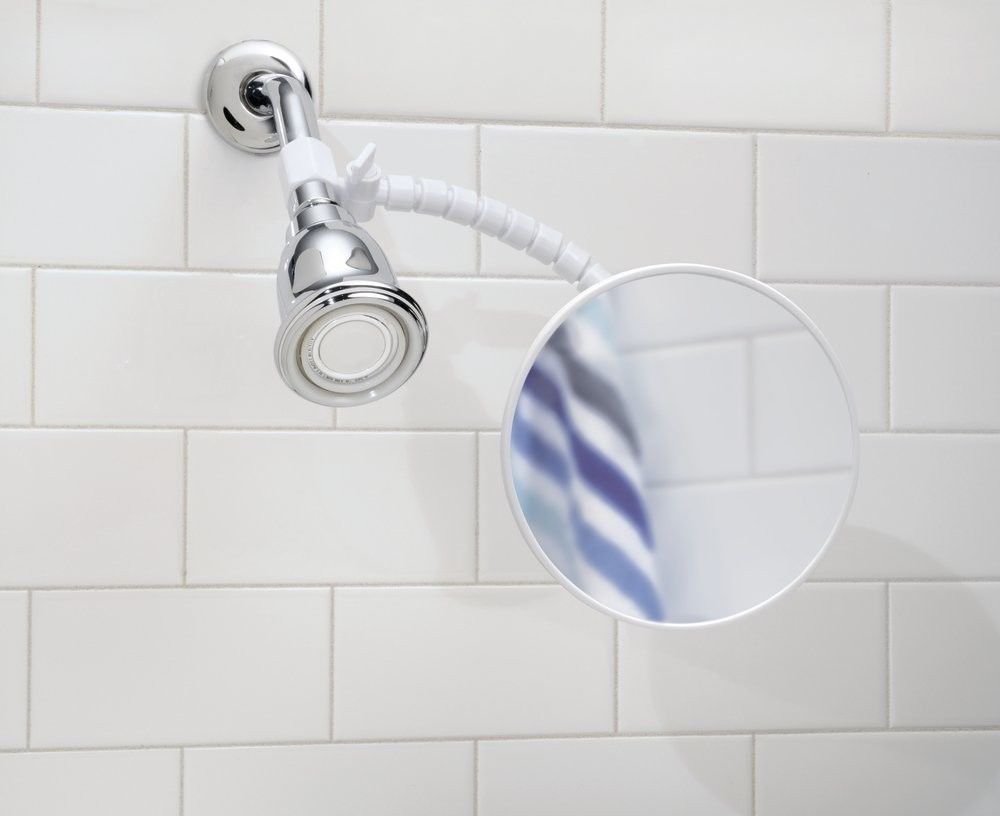 mDesign Suction FogFree Shower Shaving Mirror for Bathroom with