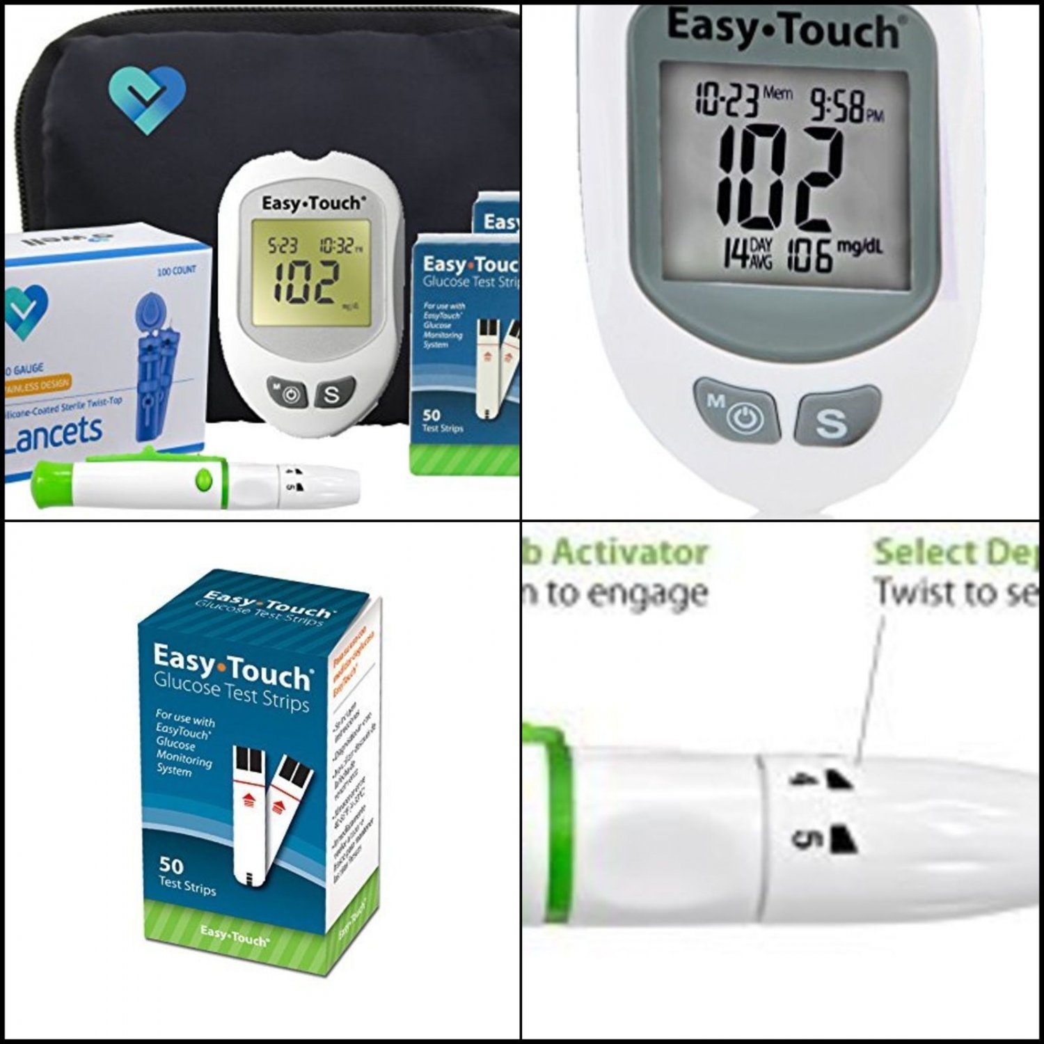 Easy Touch Diabetes Testing Kit Meter, Easy Touch Blood Glucose Test Strips