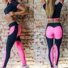 Sexy Women Yoga Sport Suit Short Sleeve Two Piece Sportswear Gym Fitness Running