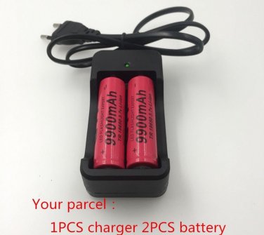 Battery 3.7V 9900mAh Rechargeable Liion Battery with Charger For Led Flashlight