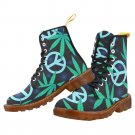 Cannabis Leafs & Peace Symbol Martin Boots For Women