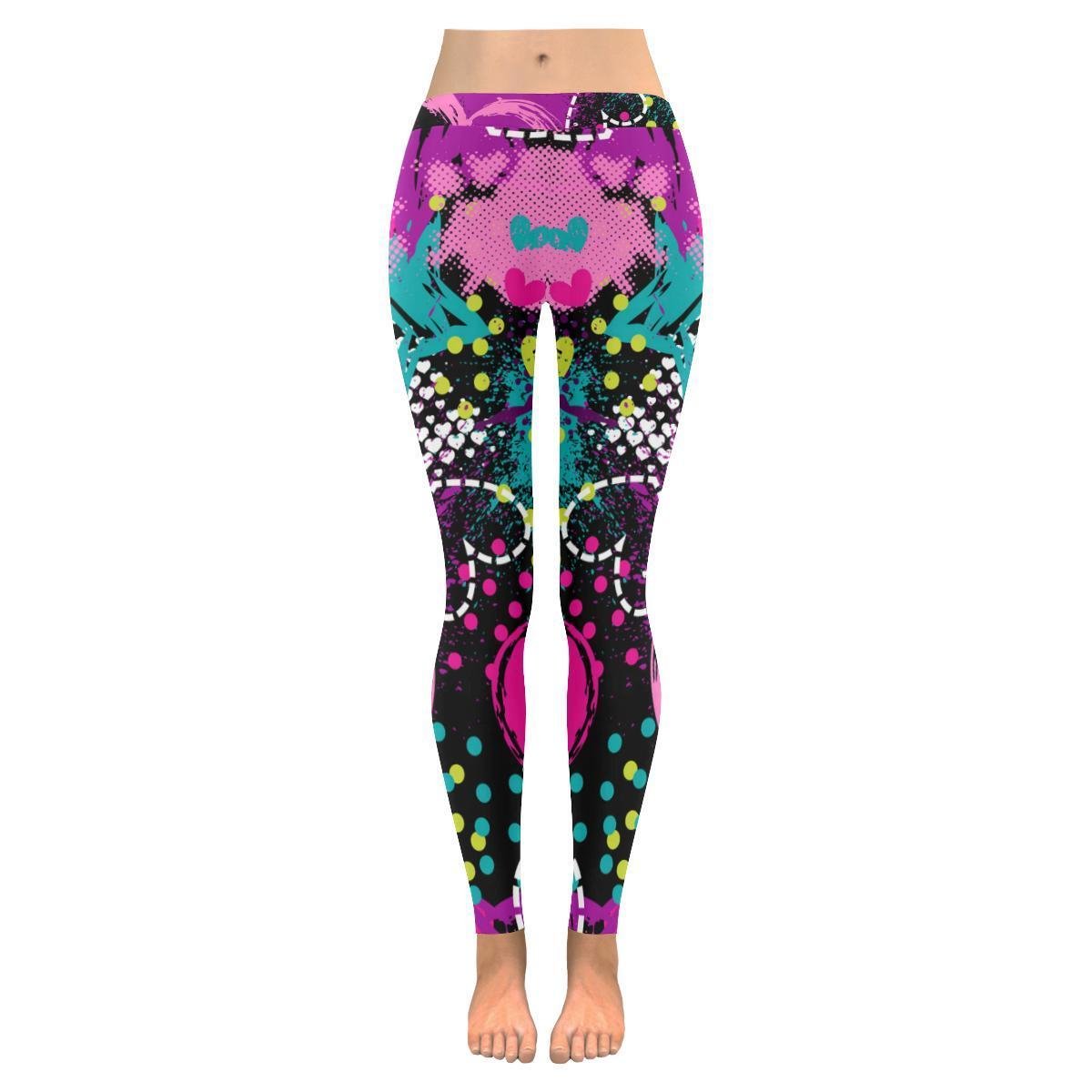 Abstract Heart Seamless Pattern Low Rise Leggings (Invisible Stitch)