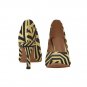 Gold and White Striped Pattern Women's High Heels