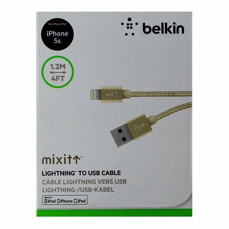 Belkin Metallic MIXIT?&acirc;�&cent; Premium Micro-USB 4FT Sync & Charge Braided Cable GOLD