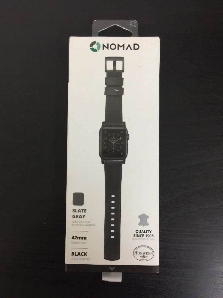 Nomad - Leather Watch Strap for Apple Watch 42mm - Slate Gray / Black Hardware