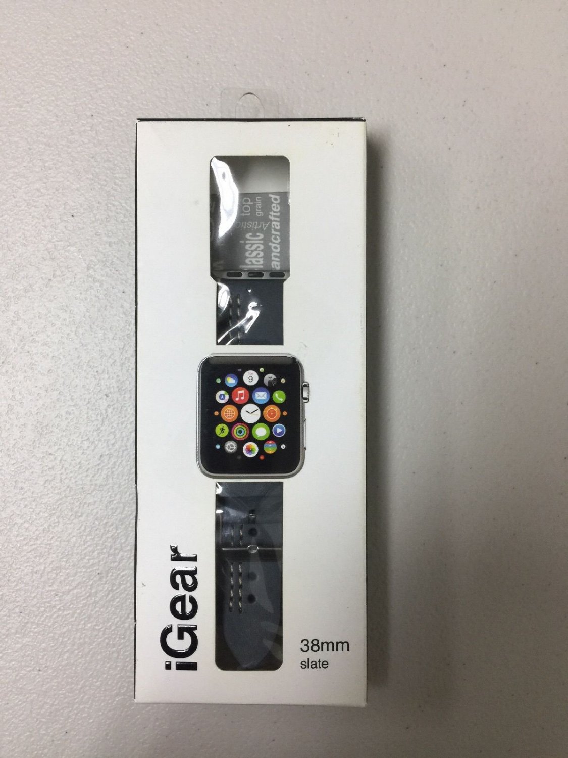 iGear 38mm Apple Watch Strap Genuine Leather Slate Apple Watch Band